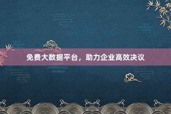 免费大数据平台，助力企业高效决议