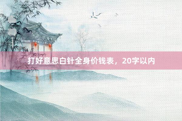打好意思白针全身价钱表，20字以内